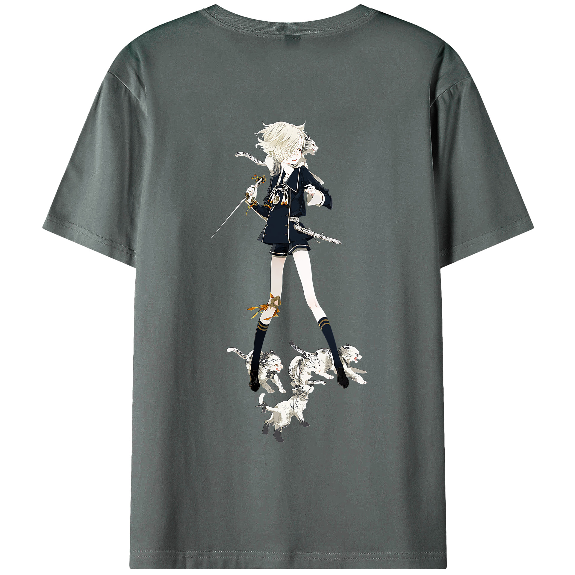（画像用） 刀剣乱舞 Touken Ranbu 綿100％ メンズ半袖Tシャツ（バックプリント） 通気性
